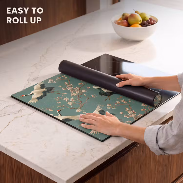 Induction hob protector - Cherry Blossom - Maternity Bird - Green — 6