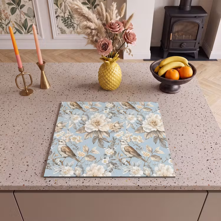 Induction hob protector - Botanical - Songbird - Blue — 3