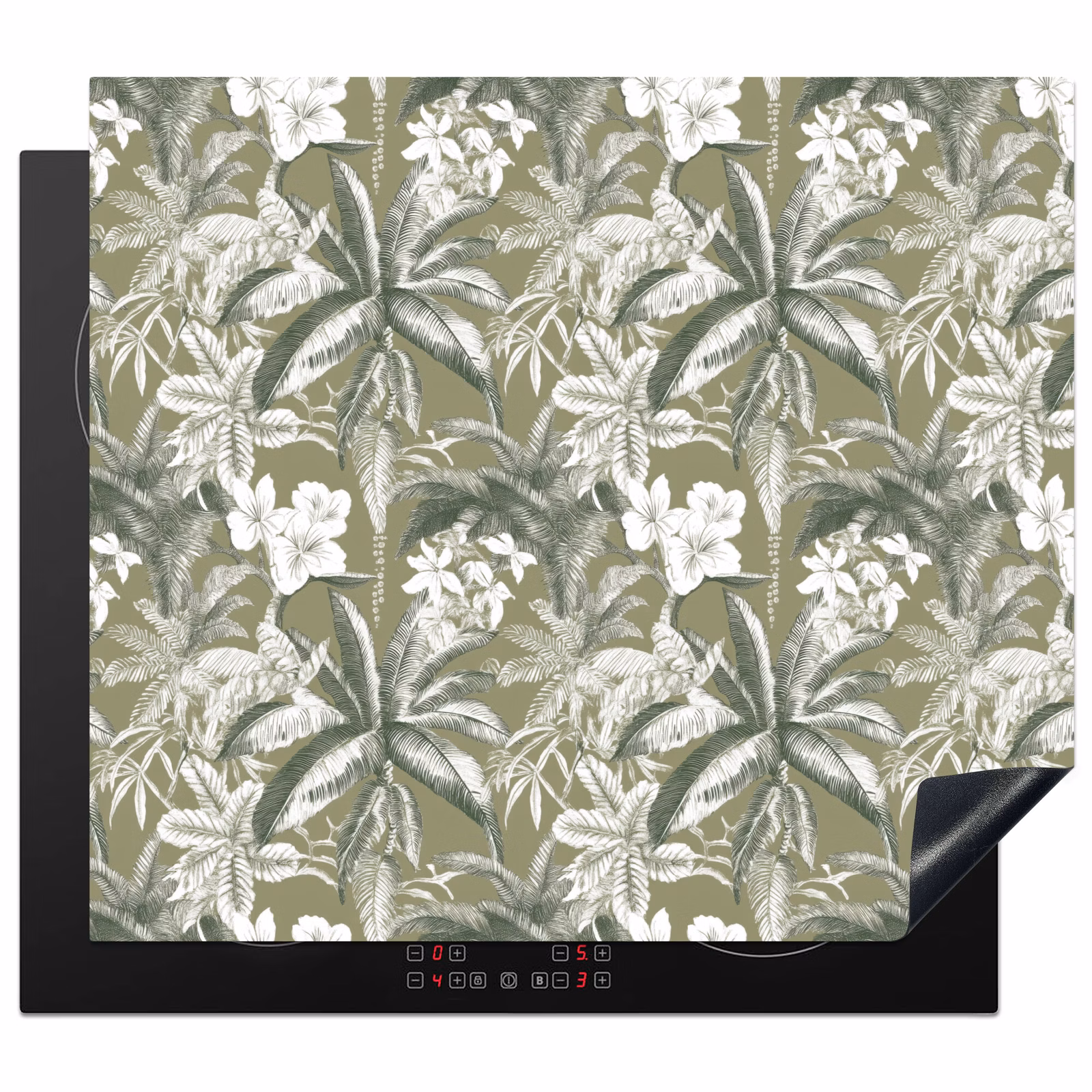 Induction hob protector - Botanical - Flowers - Green — 1