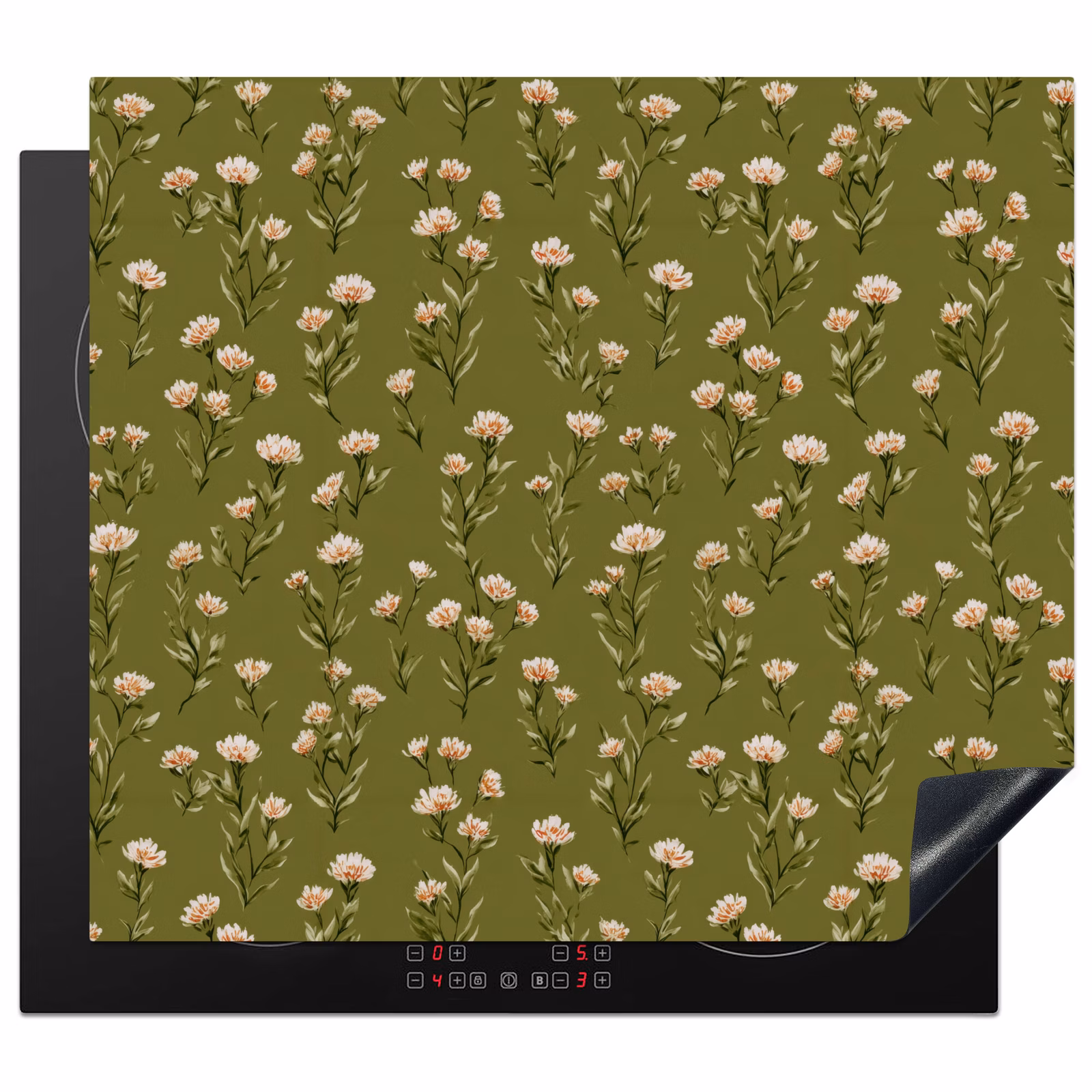Induction hob protector - Country - Floral - Green — 1