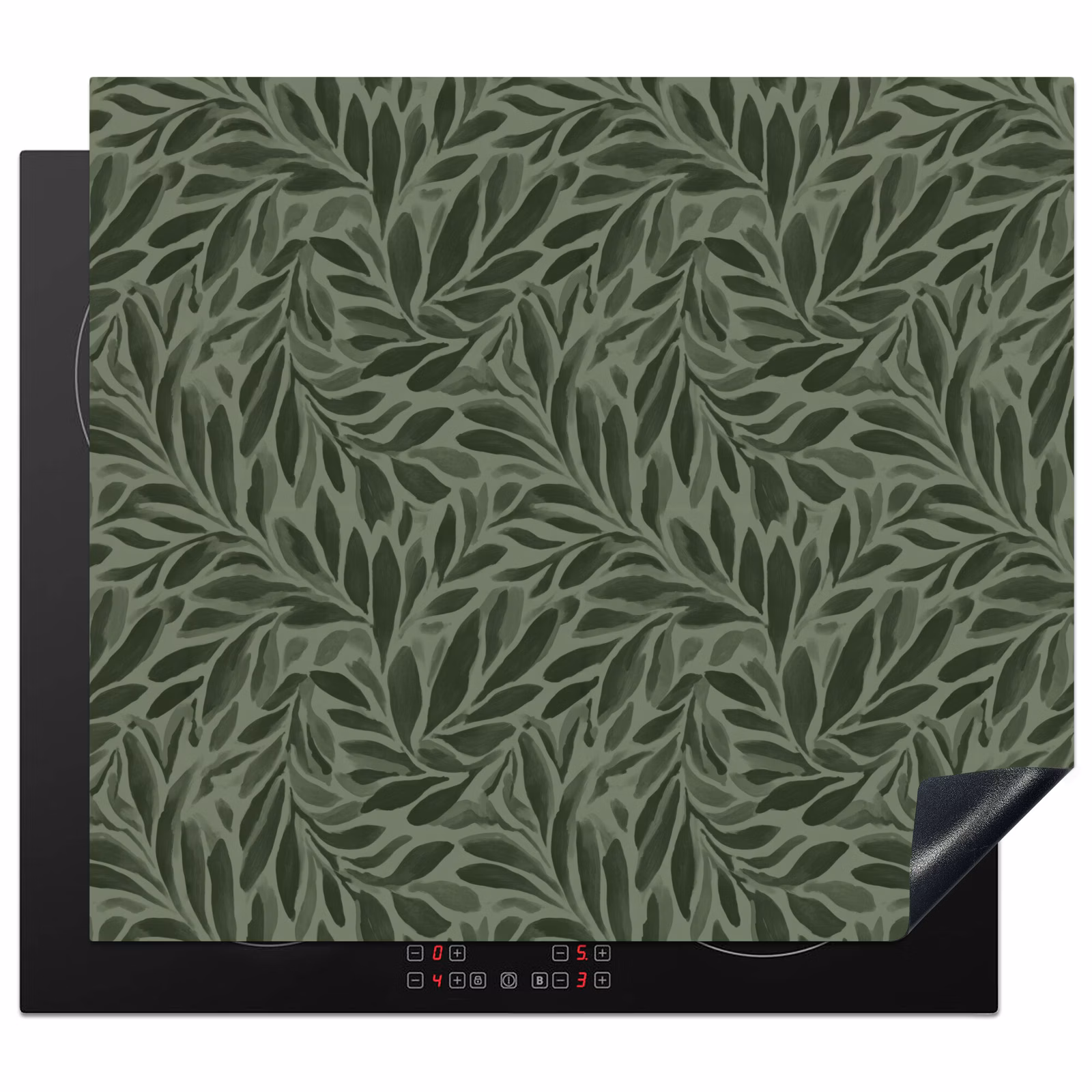 Induction hob protector - Leaves - Organic - Green — 1