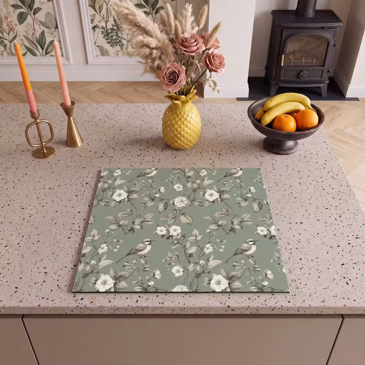 Induction hob protector - Botanical - Birds - Green — 3