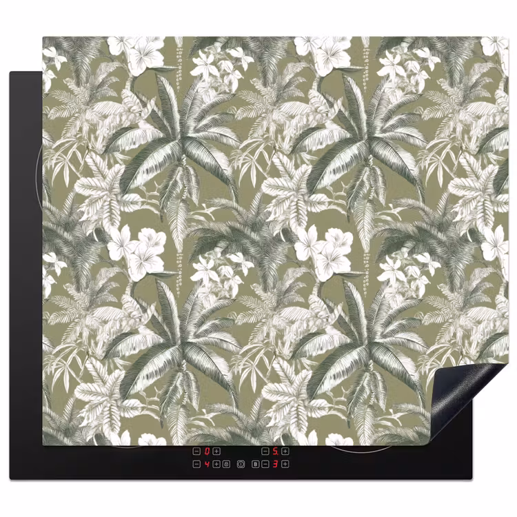 Induction hob protector - Botanical - Flowers - Green — 1