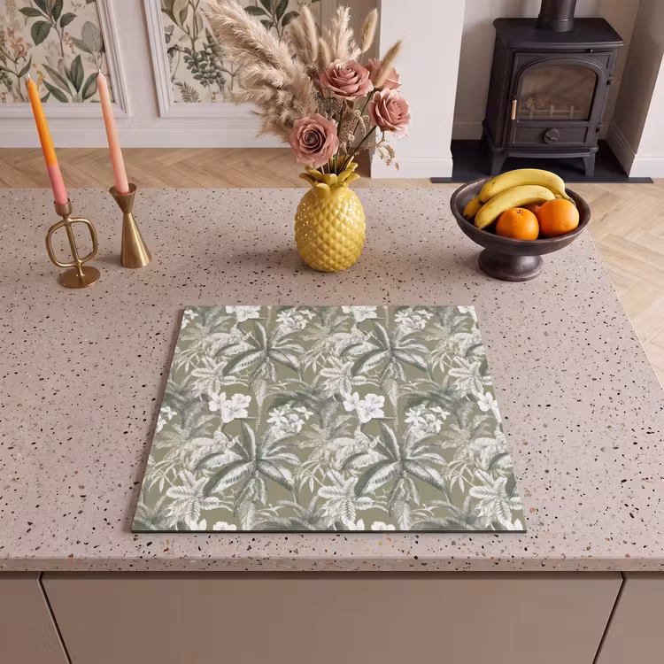 Induction hob protector - Botanical - Flowers - Green — 3