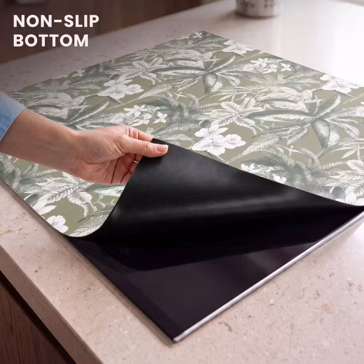 Induction hob protector - Botanical - Flowers - Green — 5