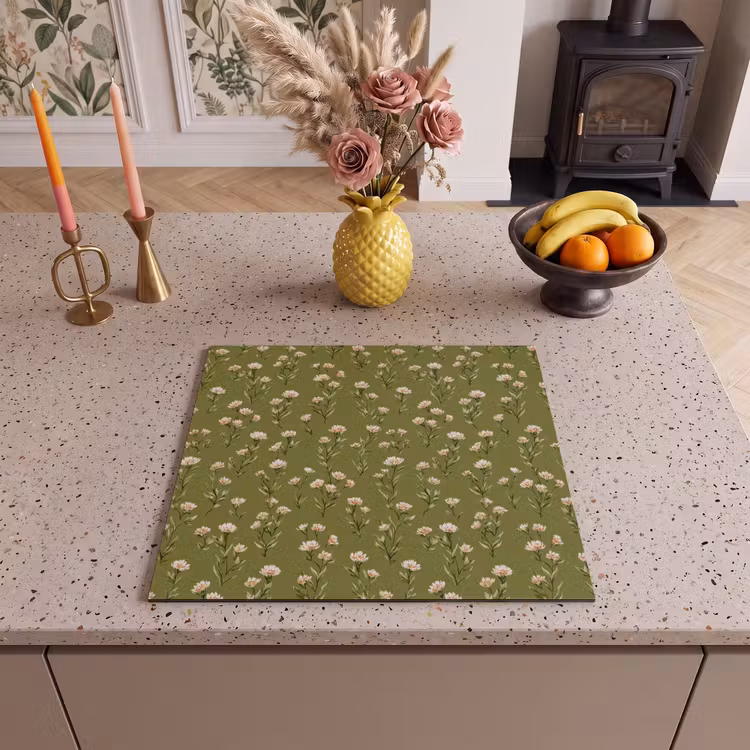 Induction hob protector - Country - Floral - Green — 3