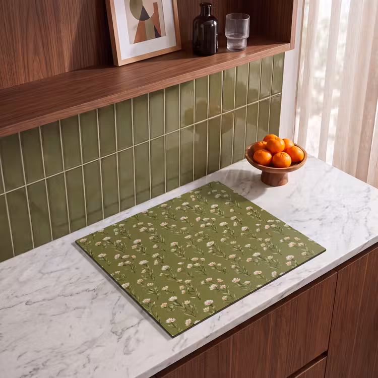 Induction hob protector - Country - Floral - Green — 4