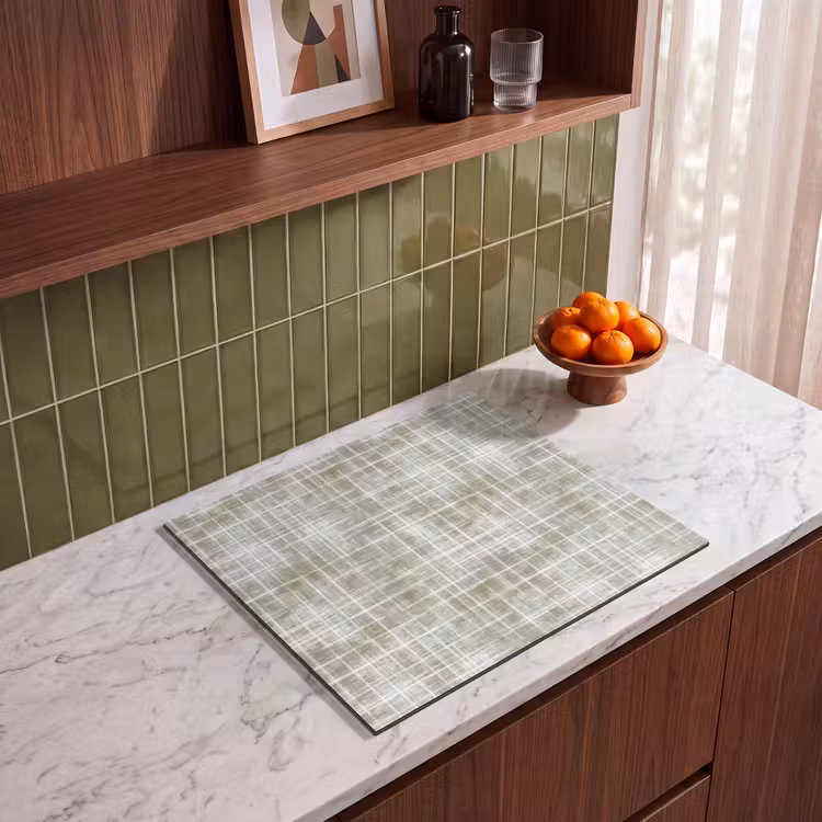Induction hob protector - Linen - Pattern - Green — 4