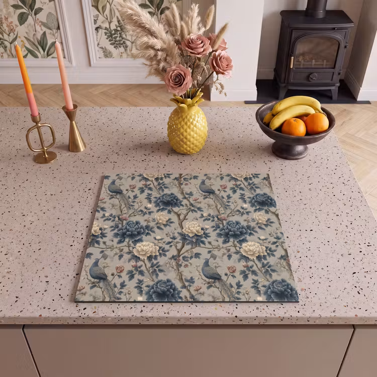 Induction hob protector - Peacock - Flowers - Blue — 3