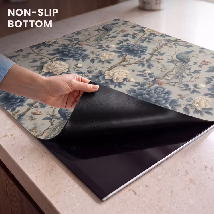 Induction hob protector - Peacock - Flowers - Blue — 5