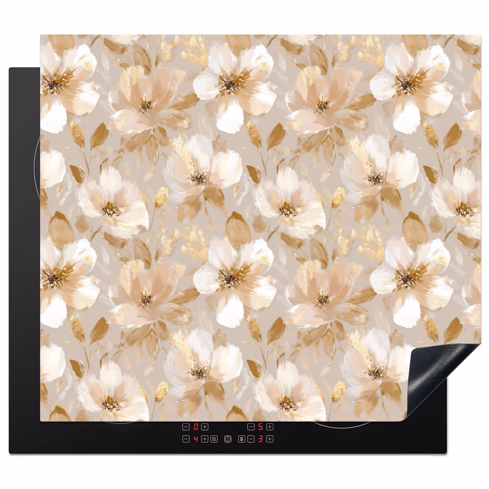 Induction hob protector - Flowers - artistic - Gold — 1