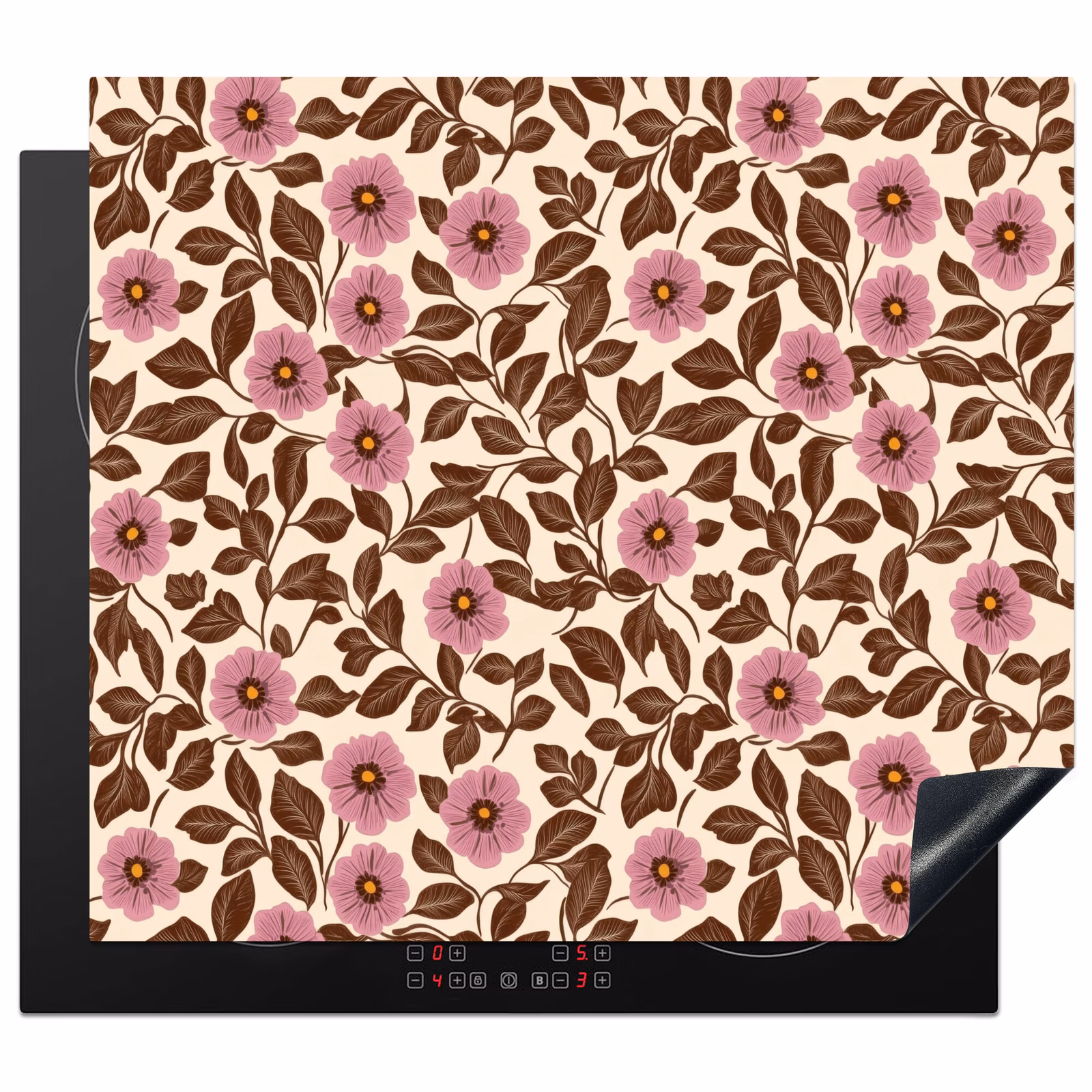 Induction hob cover - Flowers - Leaves - Colorful — 1
