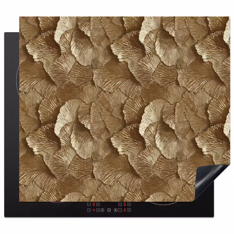 Induction hob protector - Organic - Pattern - Leaves - Gold — 1