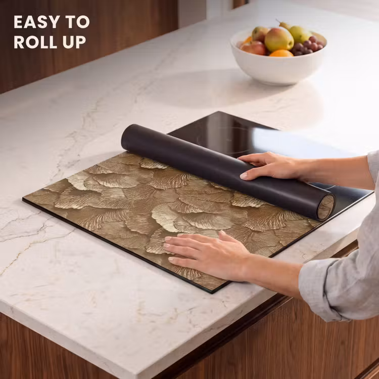 Induction hob protector - Organic - Pattern - Leaves - Gold — 6
