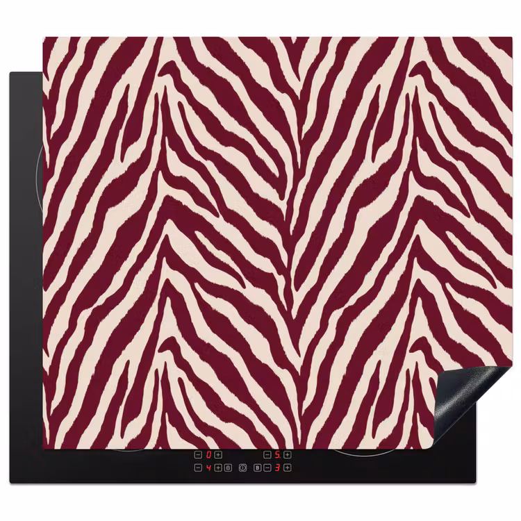 Induction hob protector - Zebra - Motif - Bordeaux - Red — 1