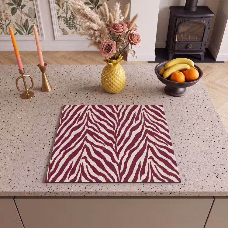 Induction hob protector - Zebra - Motif - Bordeaux - Red — 3