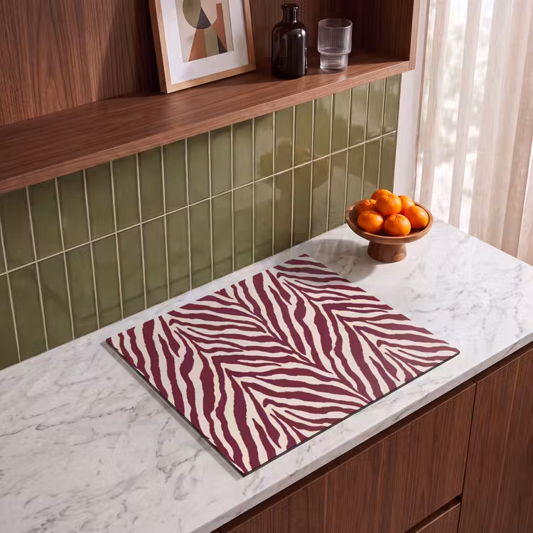 Induction hob protector - Zebra - Motif - Bordeaux - Red — 4