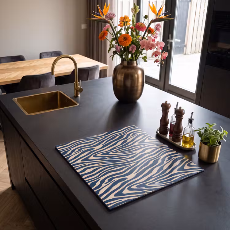 Induction hob protector - Zebra - Pattern - Blue - Beige — 2