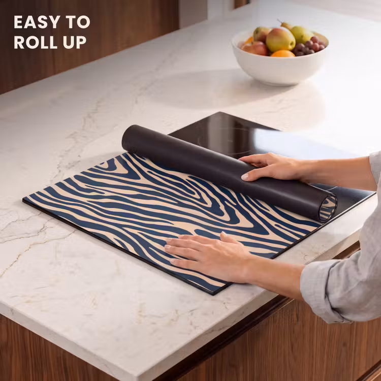 Induction hob protector - Zebra - Pattern - Blue - Beige — 6