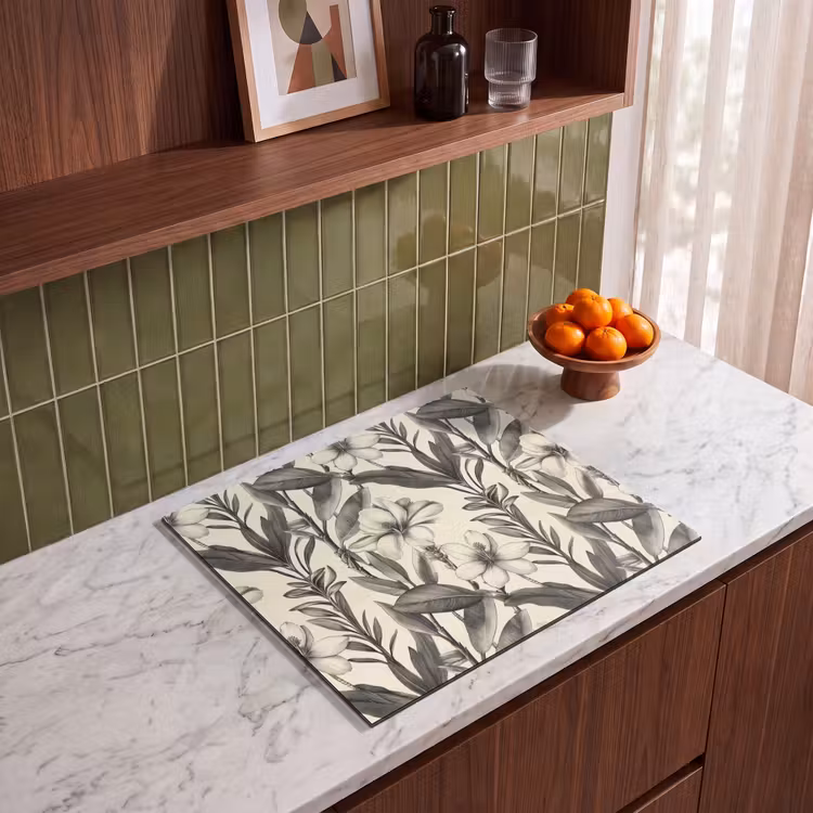 Induction hob protector - Classic - Botanical - Black - Beige — 4