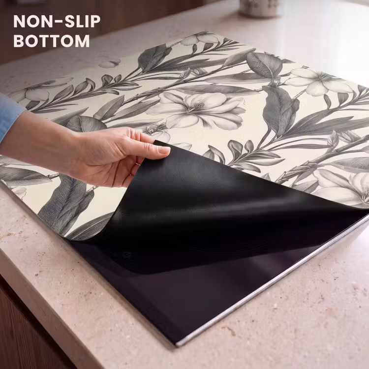 Induction hob protector - Classic - Botanical - Black - Beige — 5