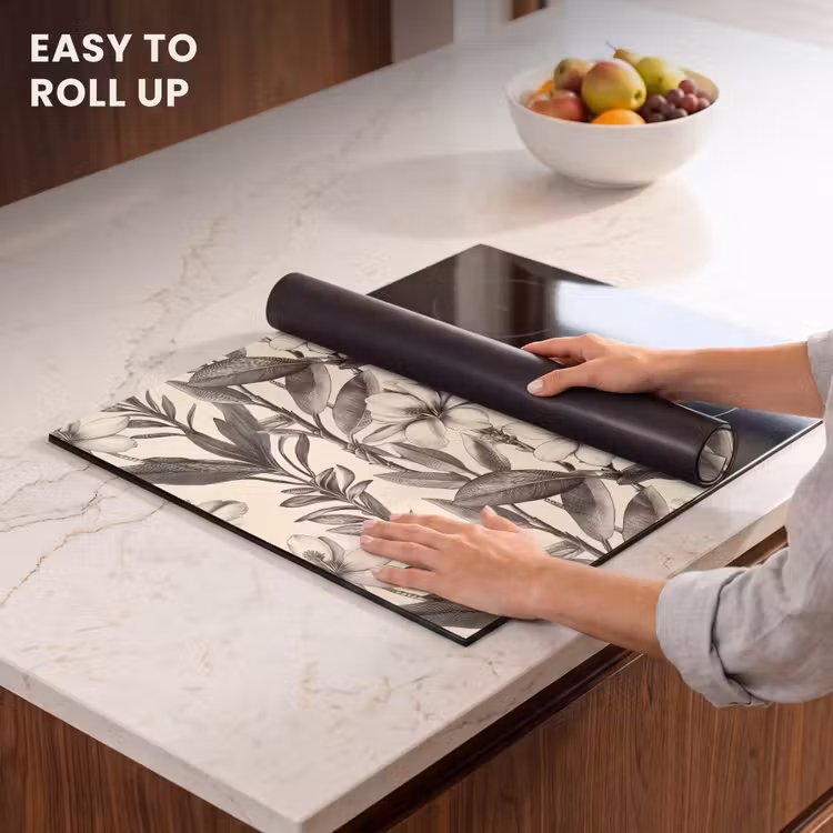 Induction hob protector - Classic - Botanical - Black - Beige — 6