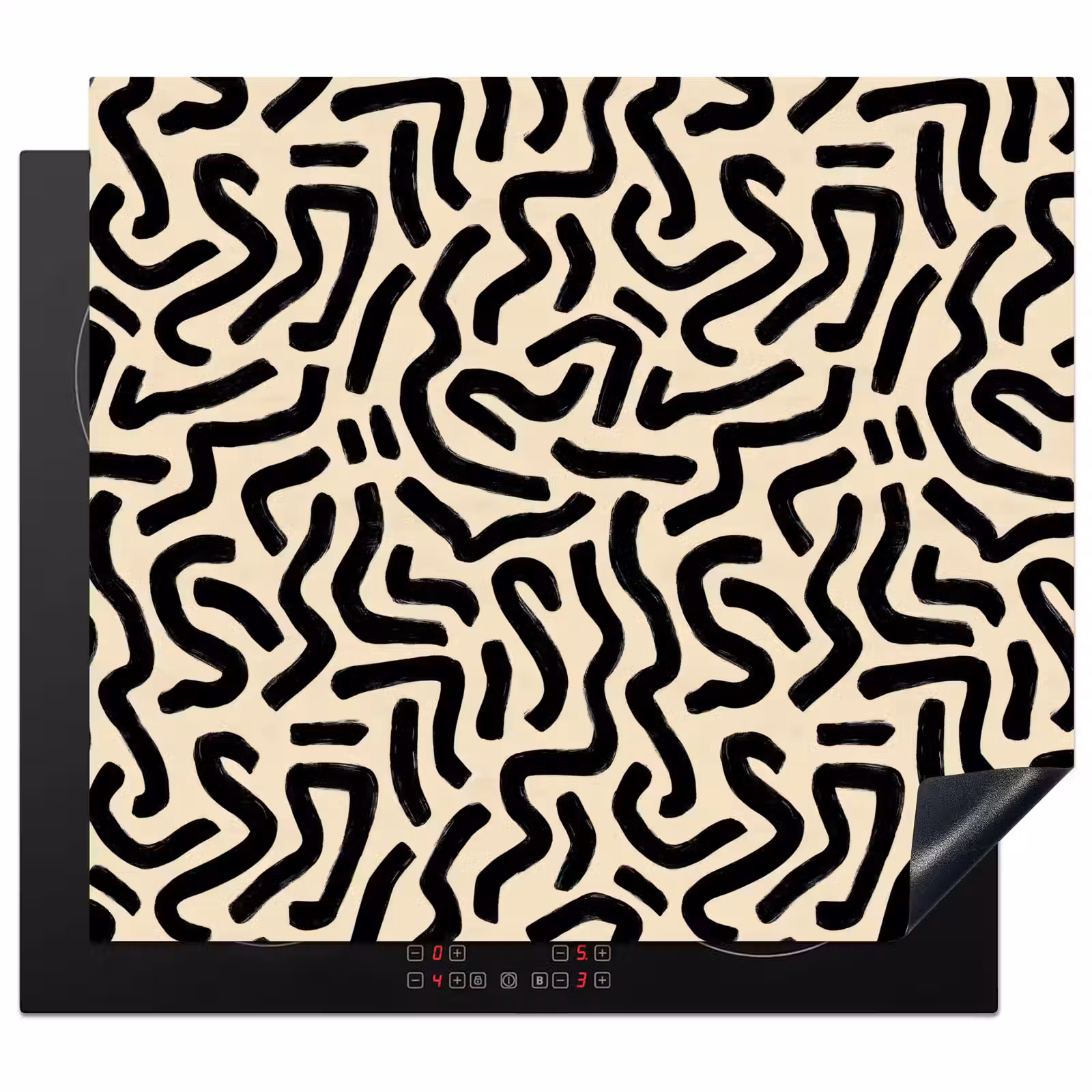 Induction hob protector - Abstract - Lines - Black — 1