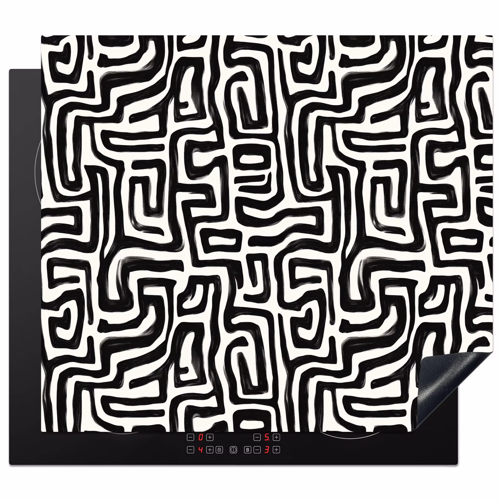 Induction hob protector - Graphic - Lines - Black - White — 1