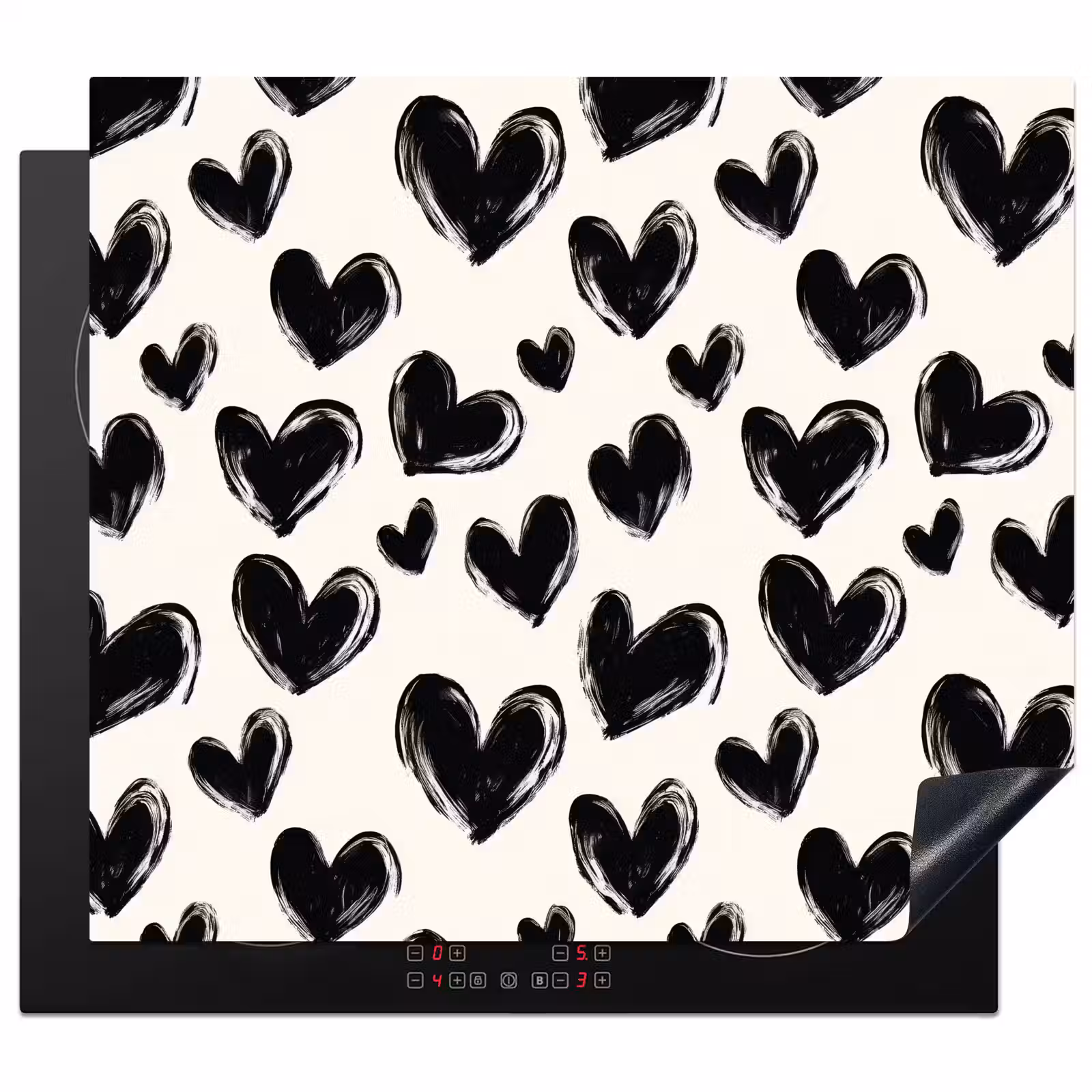 Induction hob protector - Hearts - Pattern - Black — 1