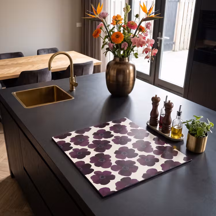 Induction hob cover - Flowers - Watercolor - Purple — 2