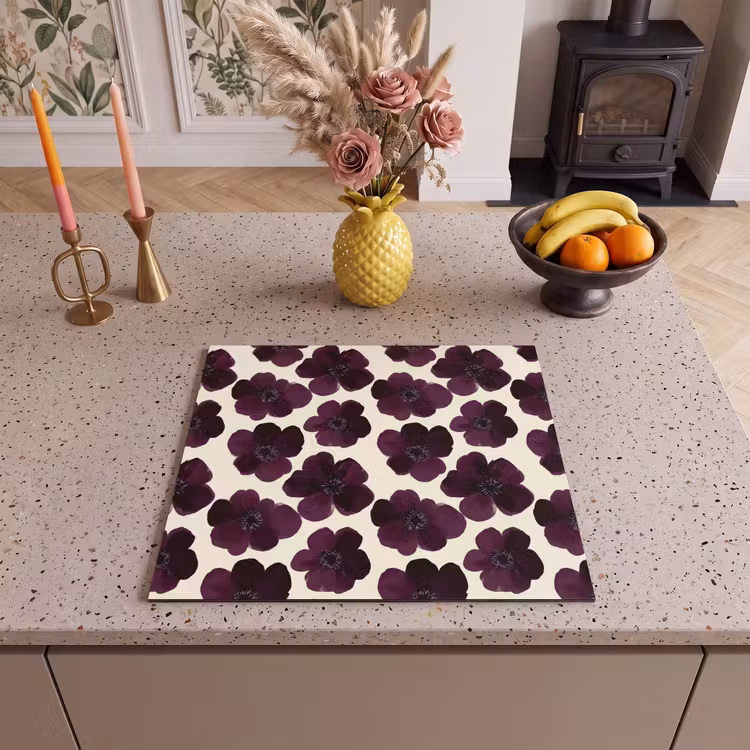 Induction hob cover - Flowers - Watercolor - Purple — 3