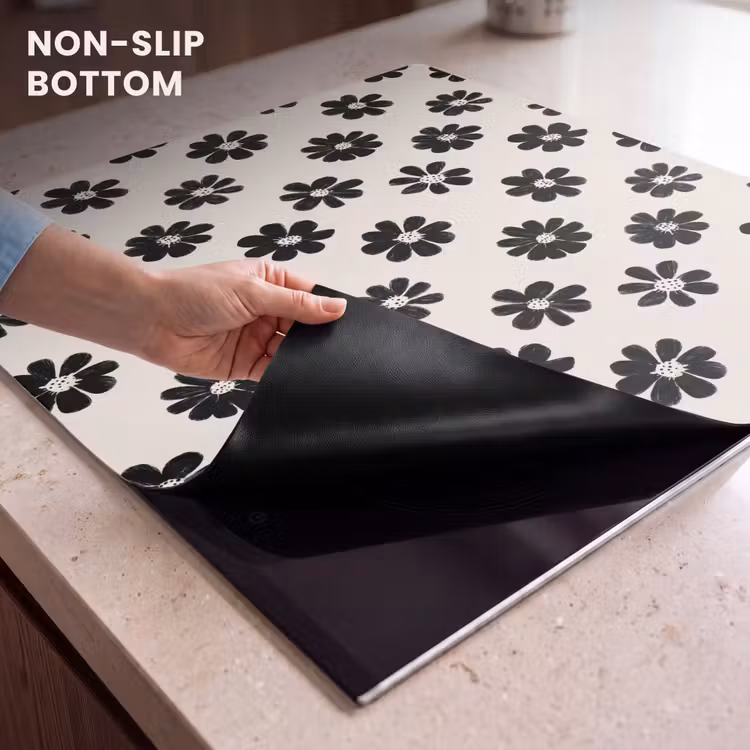 Induction hob protector - Graphic - Daisies - Black - Beige — 5