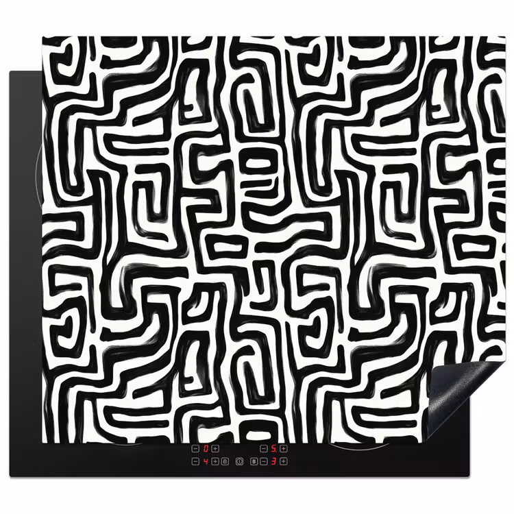 Induction hob protector - Graphic - Lines - Black - White — 1