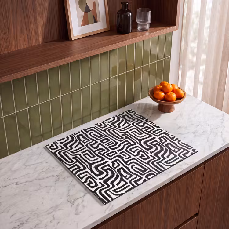 Induction hob protector - Graphic - Lines - Black - White — 4