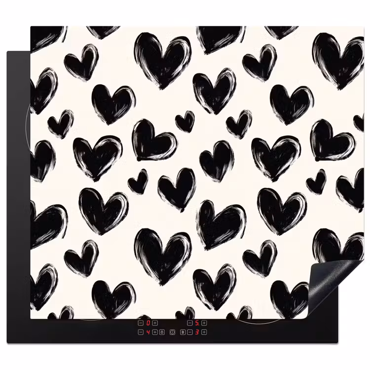 Induction hob protector - Hearts - Pattern - Black — 1