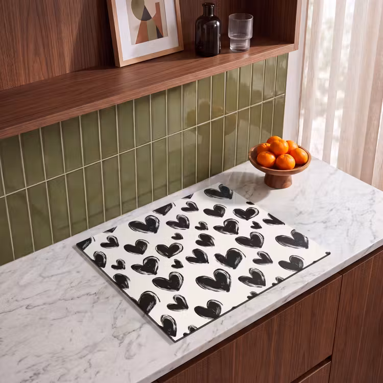Induction hob protector - Hearts - Pattern - Black — 4