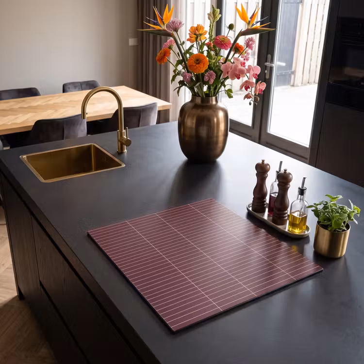 Induction hob cover - Lines - Pattern - Bordeaux — 2