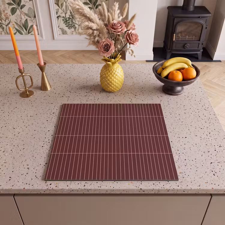 Induction hob cover - Lines - Pattern - Bordeaux — 3