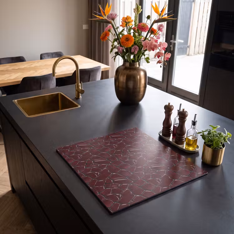 Induction hob cover - Mosaic - Tile - Bordeaux red — 2