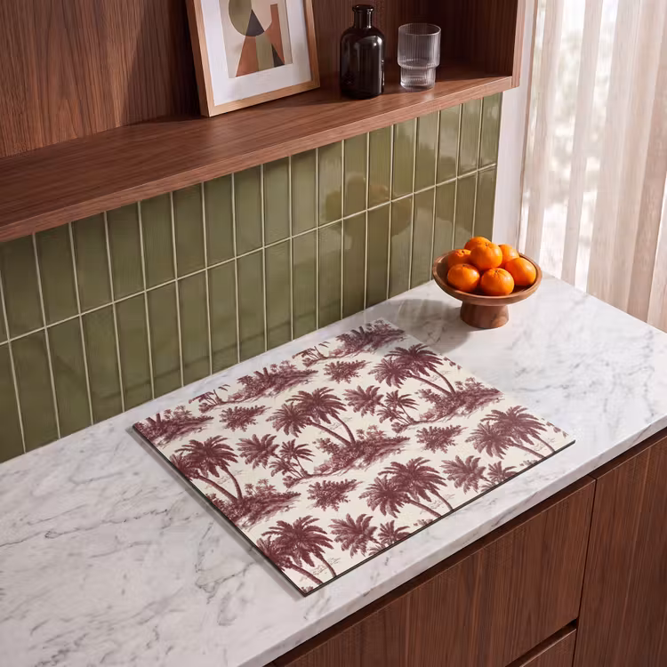 Induction hob cover - Tropical - Geometric - Bordeaux red — 4