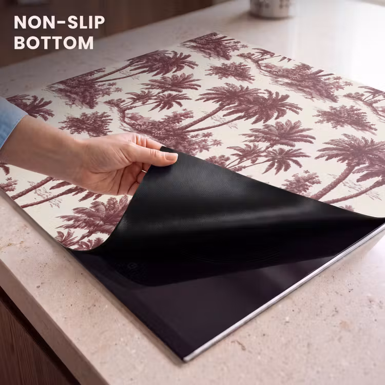 Induction hob cover - Tropical - Geometric - Bordeaux red — 5