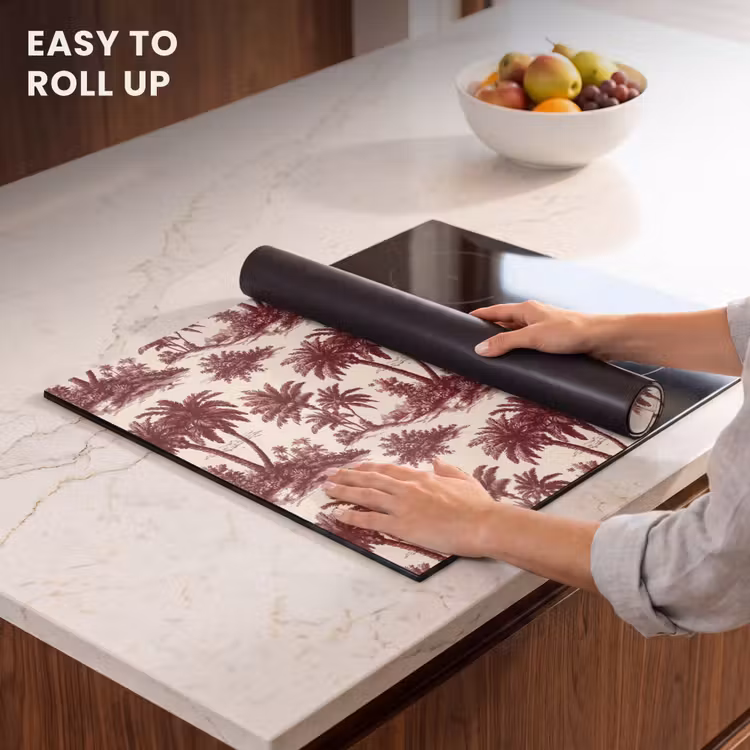 Induction hob cover - Tropical - Geometric - Bordeaux red — 6