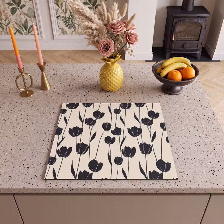 Induction hob protector - Tulips - Pattern - Black — 3