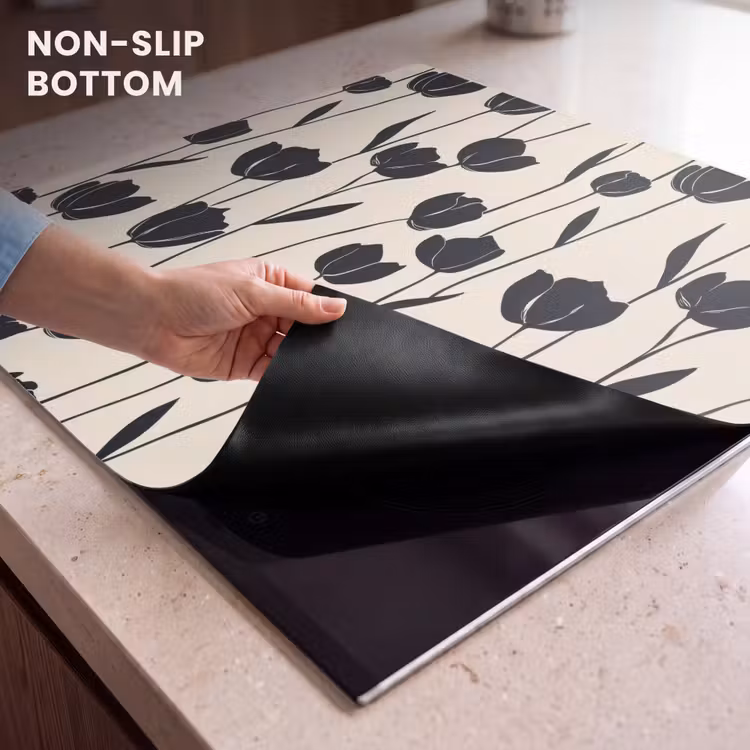 Induction hob protector - Tulips - Pattern - Black — 5