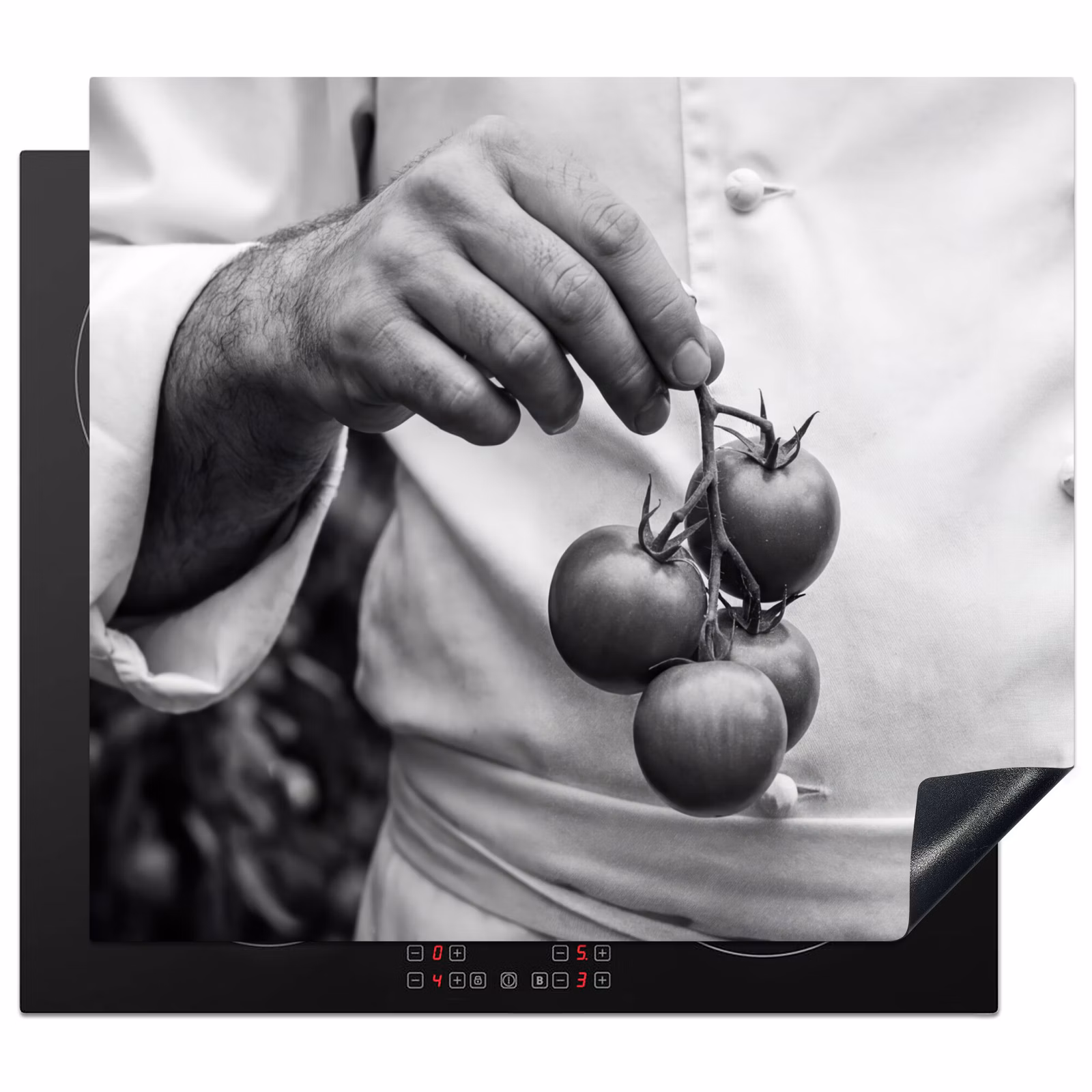 Induction hob protector - Tomatoes - Chef - Black - White — 1