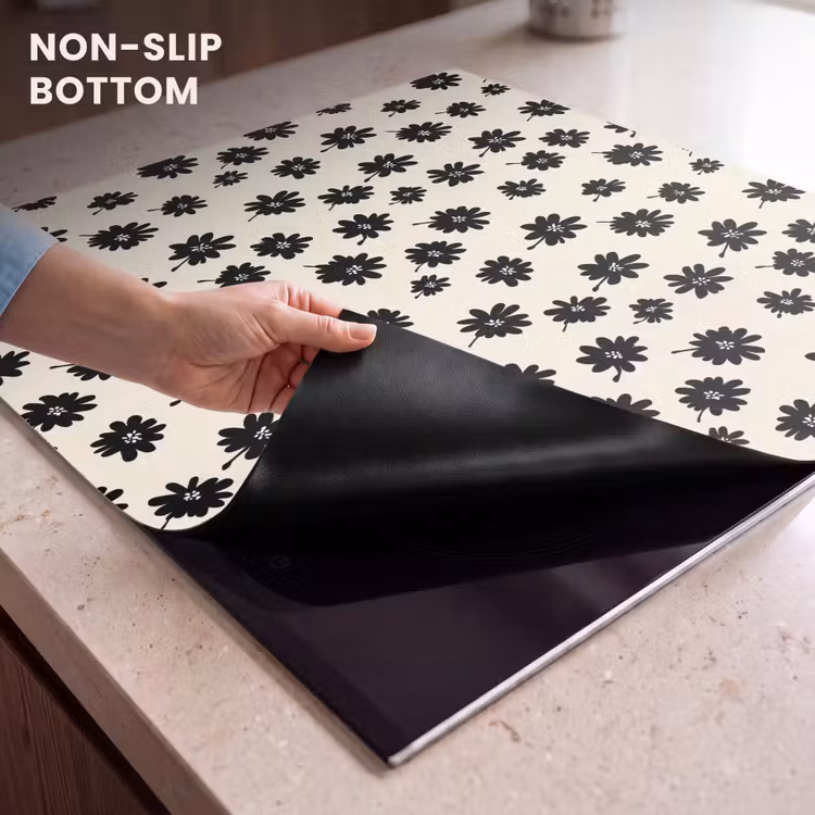 Induction hob protector - Daisies - Graphic - Black - Beige — 5