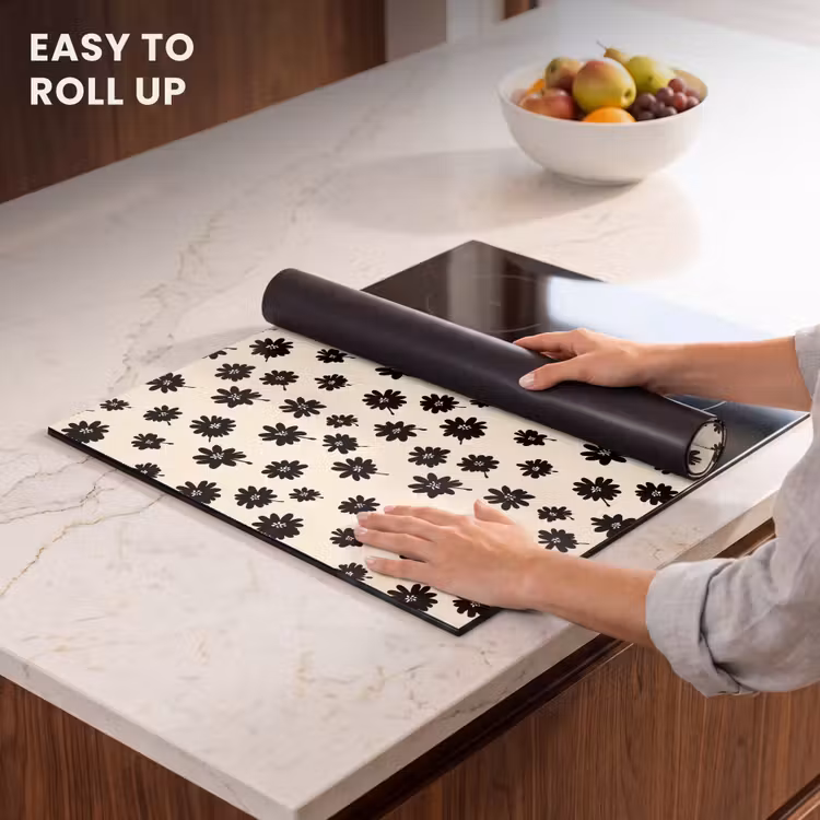 Induction hob protector - Daisies - Graphic - Black - Beige — 6