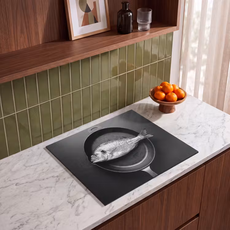 Induction hob protector - Pan - Fish - Black - White — 4