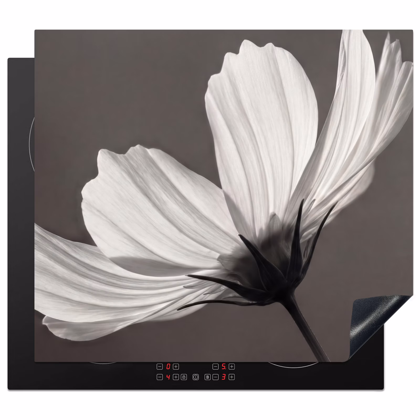 Induction hob protector - Flower - Minimalist - Black - White — 1
