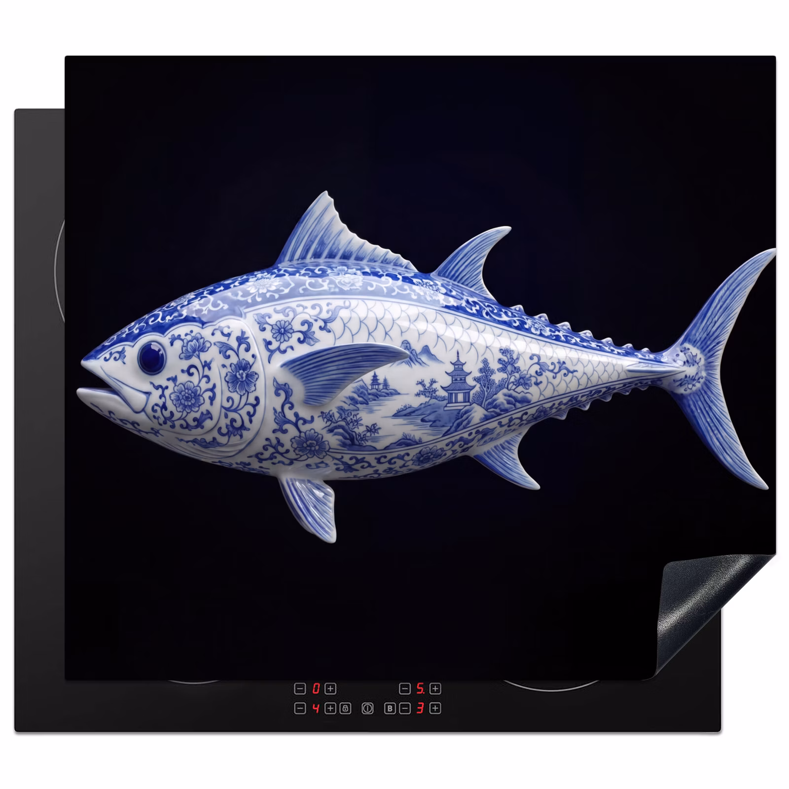 Induction hob protector - Porcelain - Tuna - Delft - Blue — 1